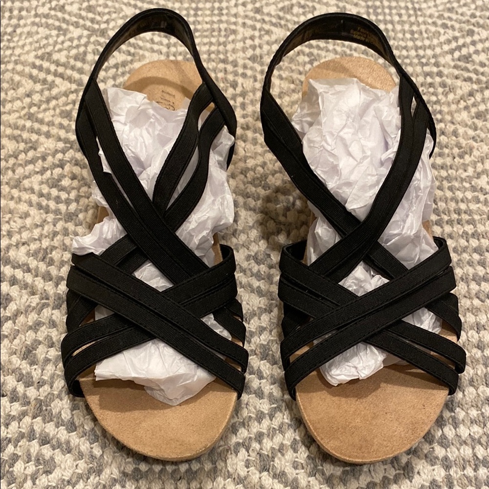LifeStride 8 Black Mallory Wedge Sandals
